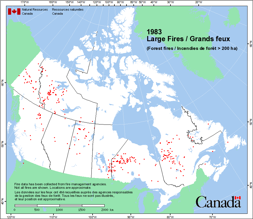 Position des feux de forêt selon les agences