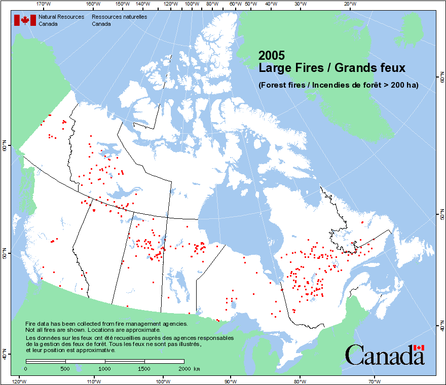 Position des feux de forêt selon les agences