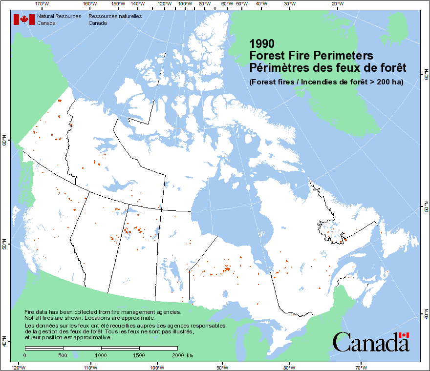 Périmètres des feux de forêt selon les agences