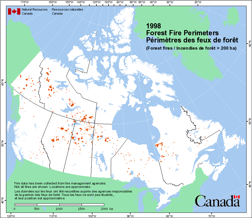 Périmètres des feux de forêt selon les agences