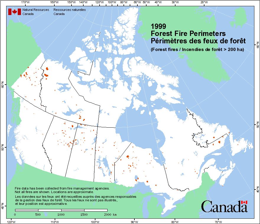 Périmètres des feux de forêt selon les agences