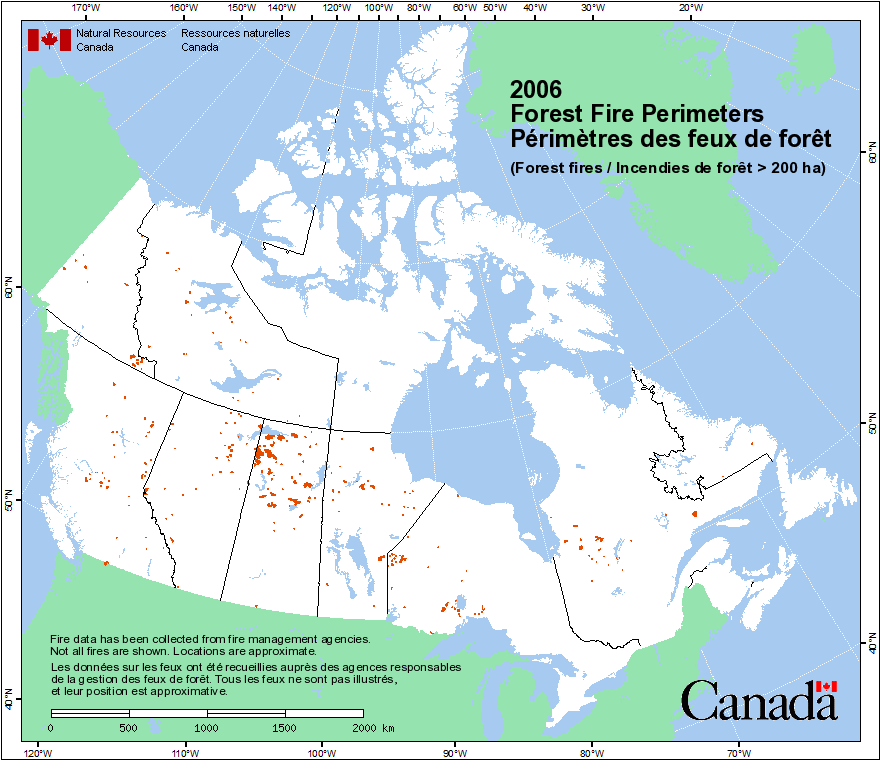 Périmètres des feux de forêt selon les agences