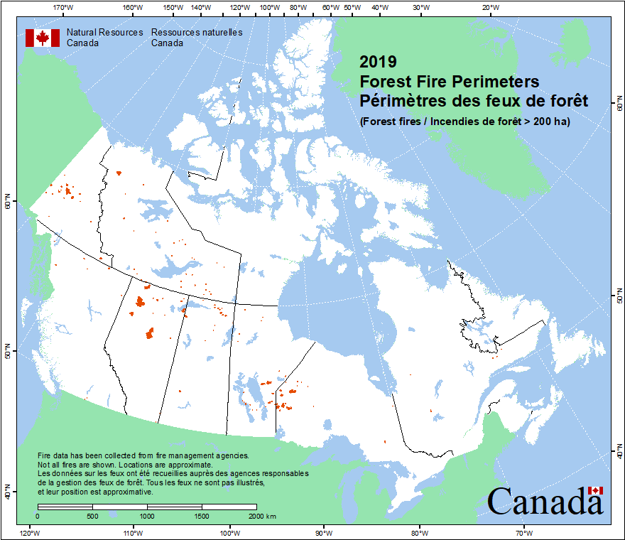 Périmètres des feux de forêt selon les agences