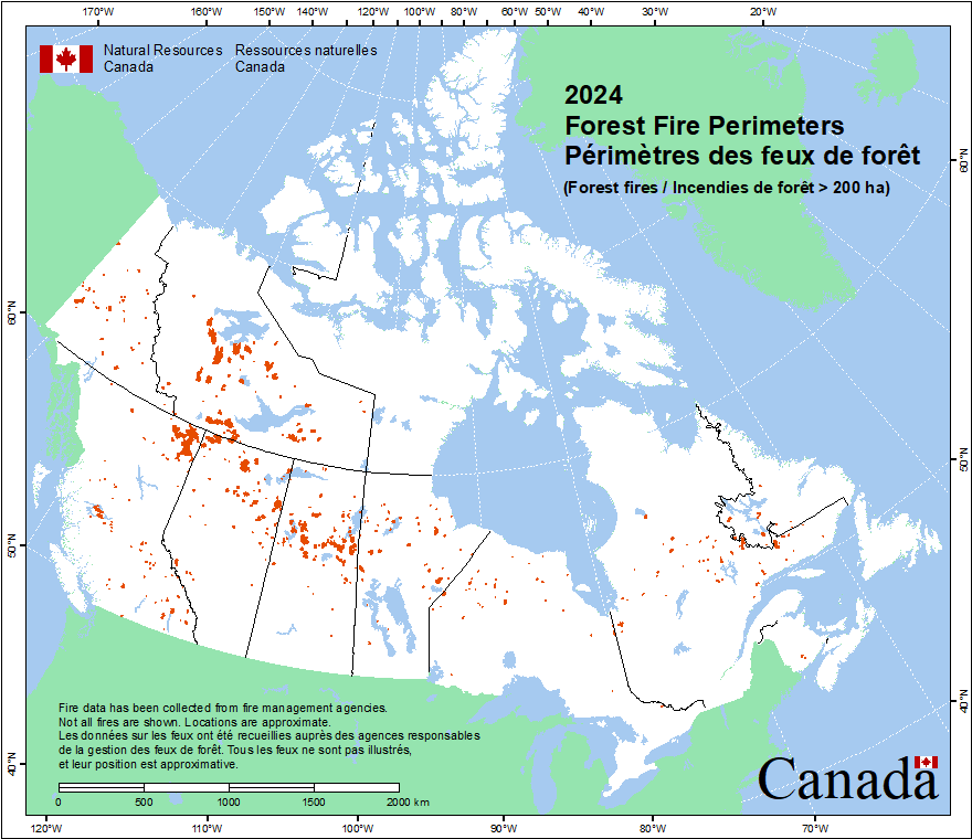 Périmètres des feux de forêt selon les agences