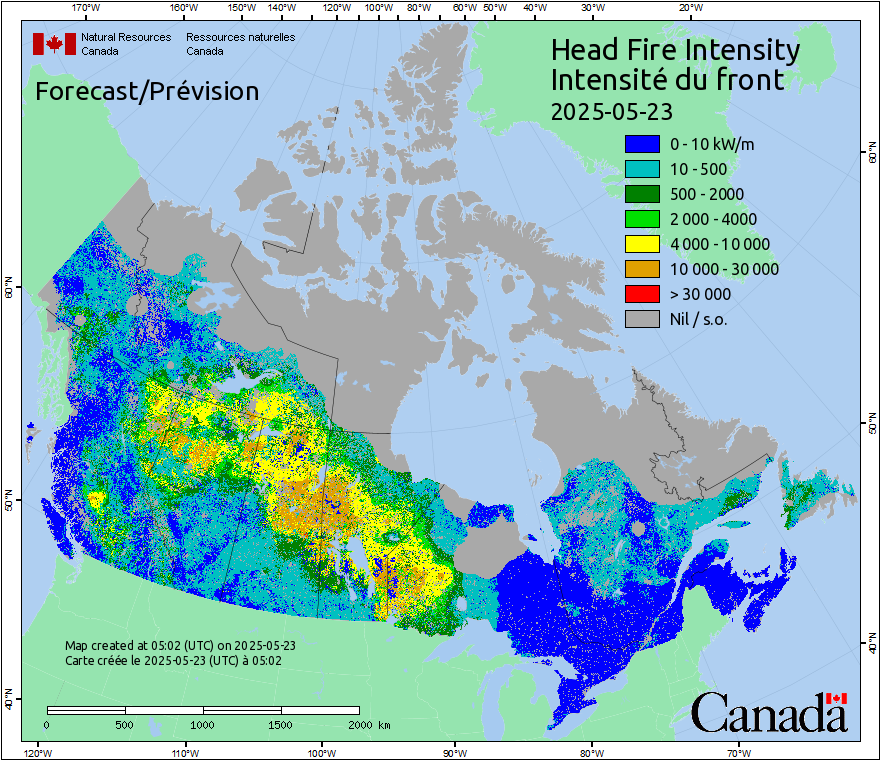 Intensité du front de l'incendie