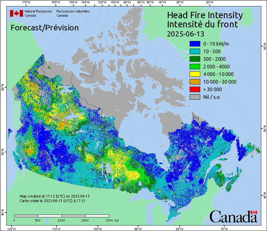 Intensité du front de l'incendie
