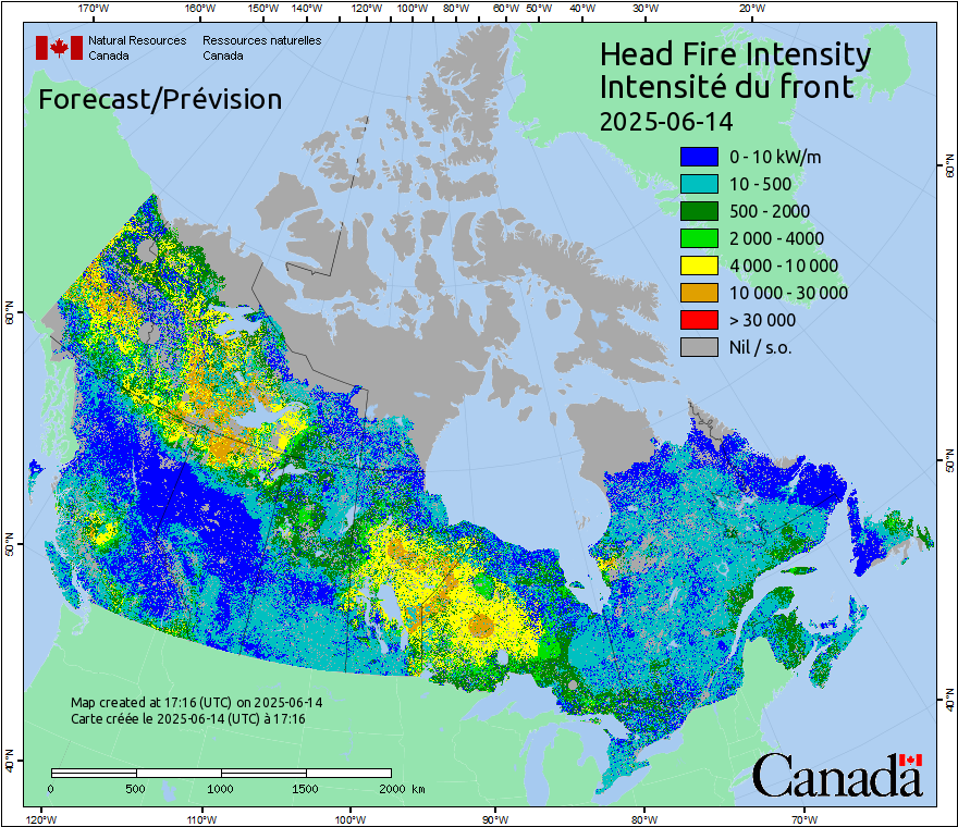 Intensité du front de l'incendie